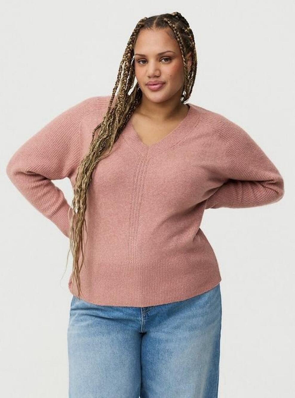 Torrid Pink V-Neck Long Sleeve Knit Pullover Sweater Plus Size 0